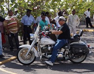 032113 4 Arrived Dominica Roseau Bay to find cruise ship with Harley Riders