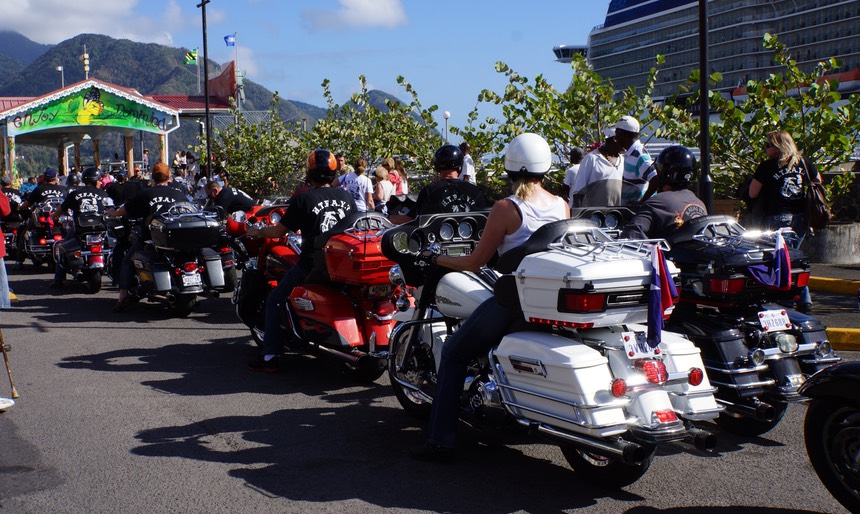 032113 4 Arrived Dominica Roseau Bay to find cruise ship with Harley Rider