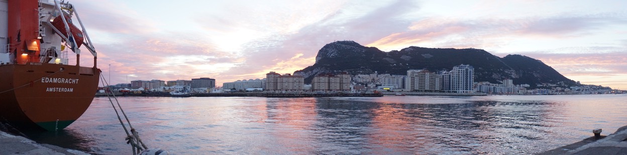 101312 11 Morning Panorama of Gibraltar with the good ship Edamgracht (1)