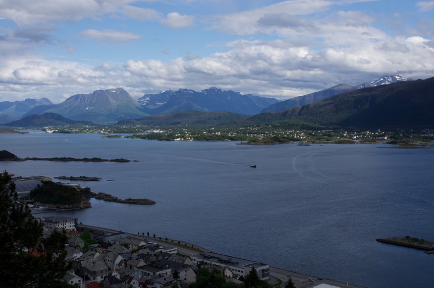 140611 12 The View of Alesund from Fjellstua 418 steps up looking south east