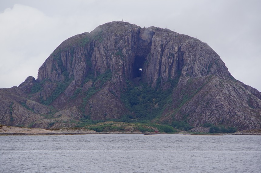 140618 10 Torghatten on the island of Torget from the sea