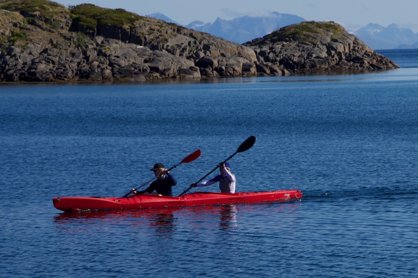 140701 7 On anchor Gullvika Lee and Nell Kayaking