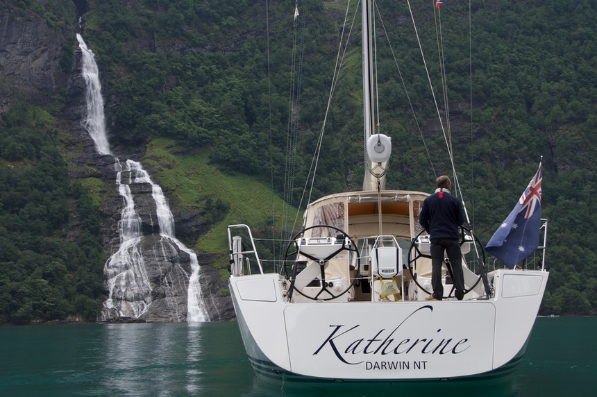 140803 14 Geiranger Fjord Waterfall Katherine