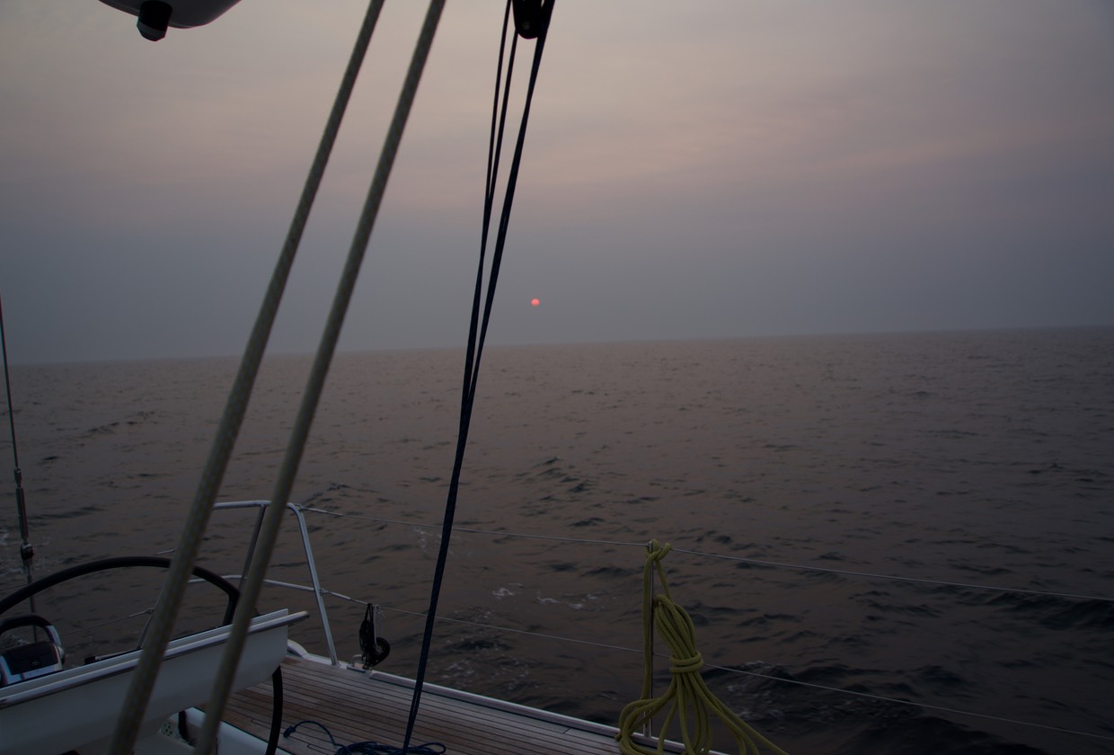 160813 Sailing in smoke haze from Porto to Peniche