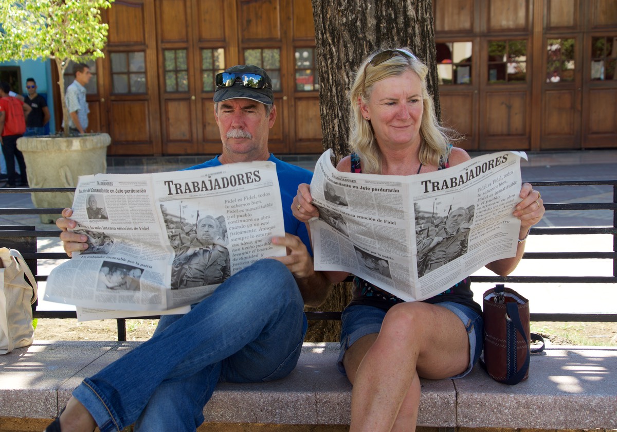 161129 Guantanamo Cuba Catching up on News of Fidel Lee and Andrew