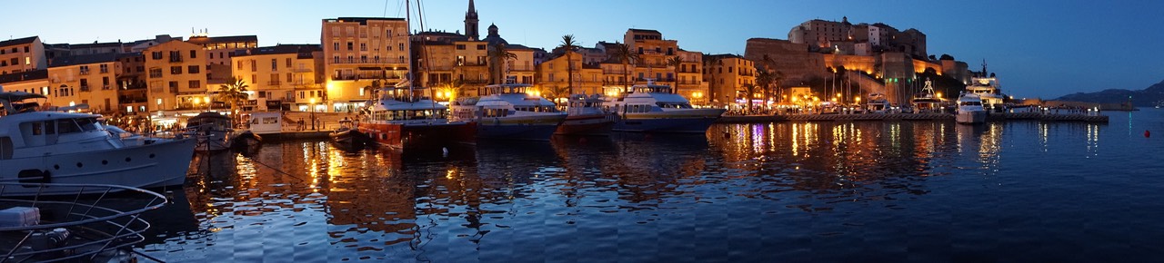 170614 11 Calvi Harbour by night Panorama