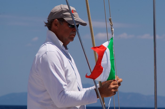 170618 4 Sailing from Corsica to Elba Italy First Fly of Italian Flag