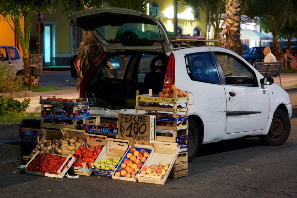 170727 14 The port Riposto  Port Di Etna Fruit market stall