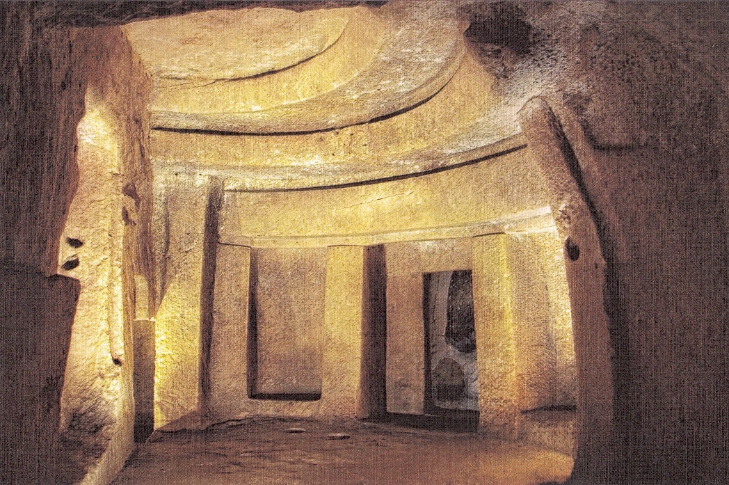 170803 5 middle level Holy of Holies Chamber  hal saflieni Hypogeum postcard