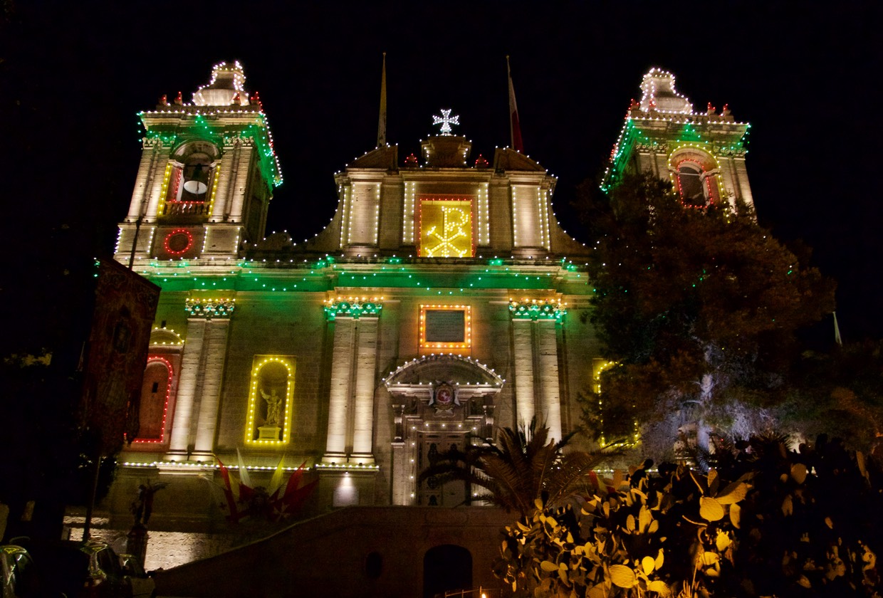 170806 Lights on St Lawrence Church for the Feast of St Lawrence Celebrations