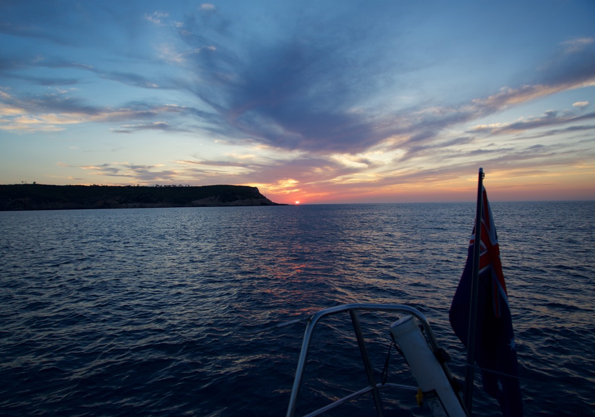 190709 Arriving Ibiza Cala Characca anchorage just before sunset