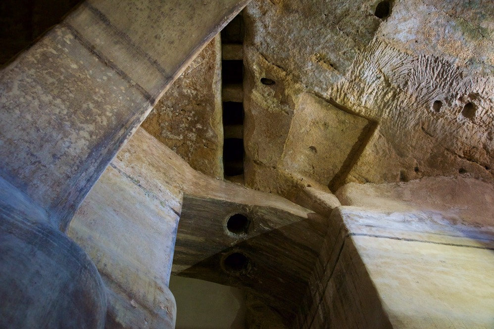 190811 18 Matera town of Basilicata Palombaro Lungo cistern holes in the ceiling from which buckets were lowered for water