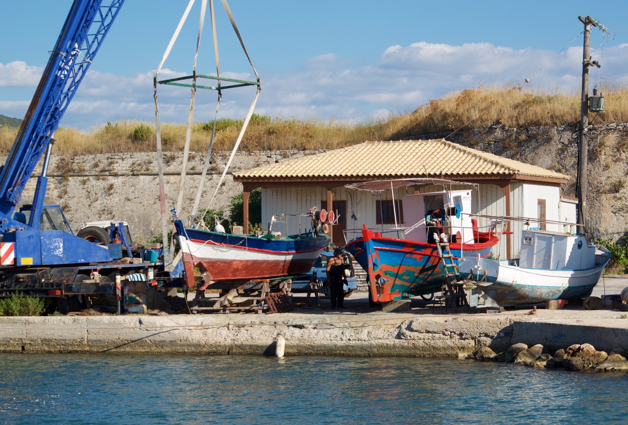 190921 Levkas Boat Yard by the swing bridge