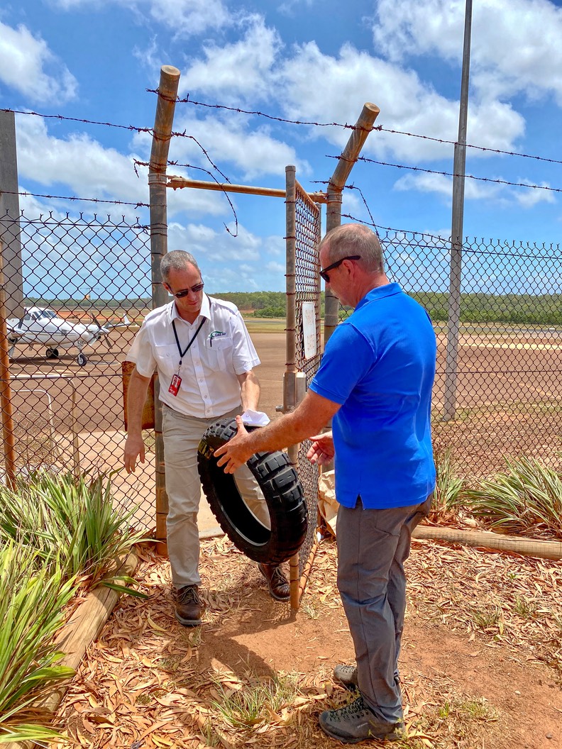 200928 Day 20 Cape York Loyalty Beach Bamaga 5 Tyre Handover very thankful