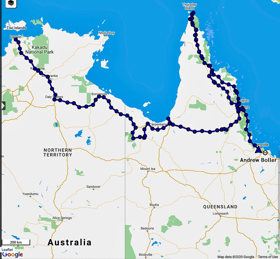 201011 Map Darwin to Townsville Trip