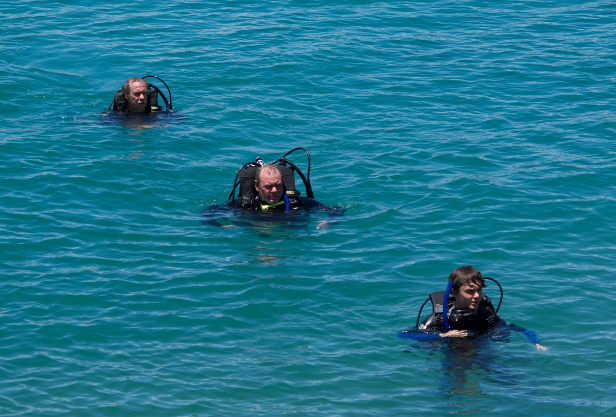 Andrew got in some diving with his brother and nephew